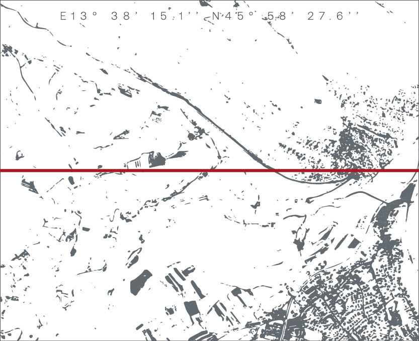 La mappa dell’etichetta divisa a metà da una linea rossa orizzontale