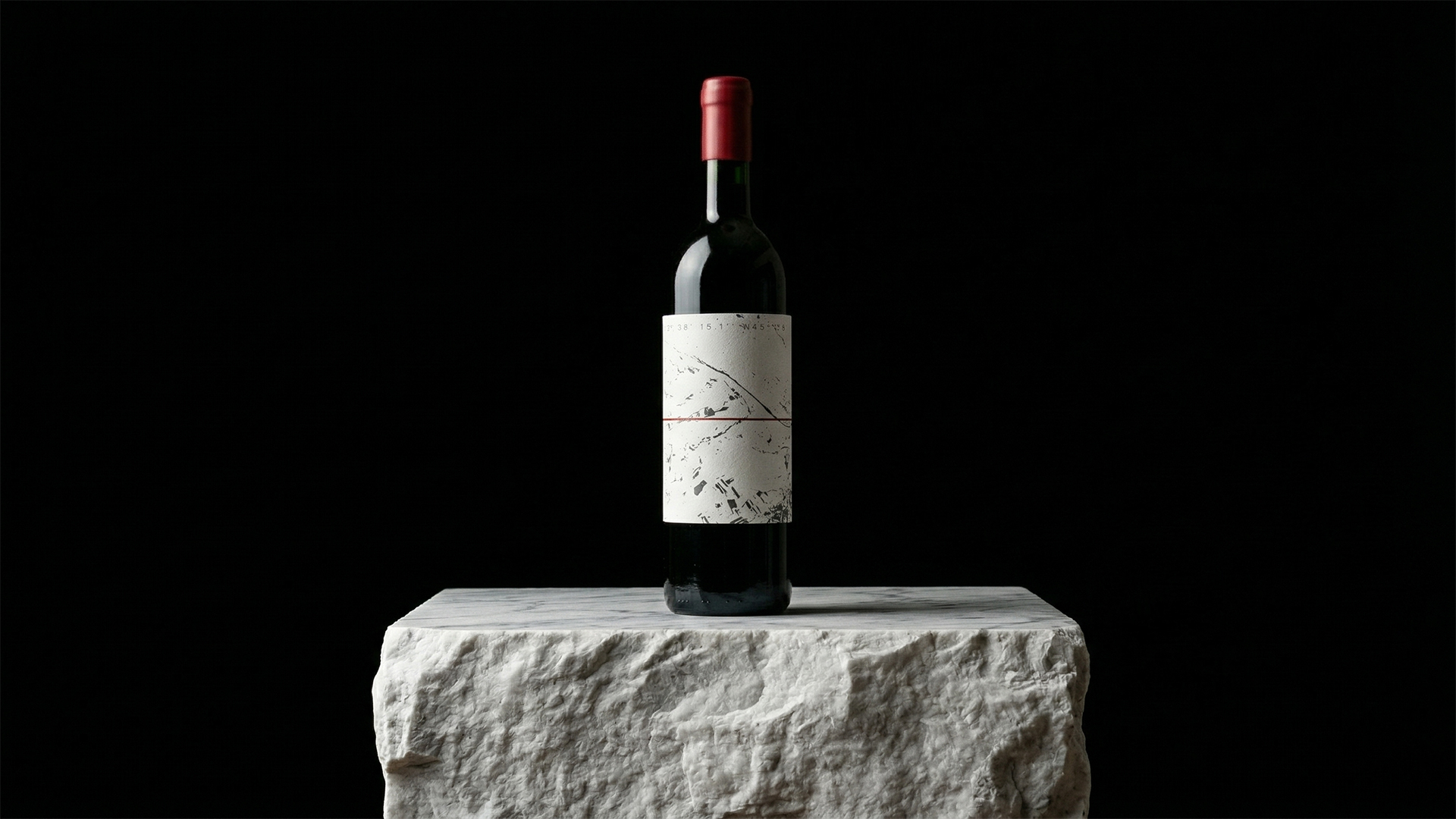 La bottiglia di Àtavo Merlot su un blocco di marmo